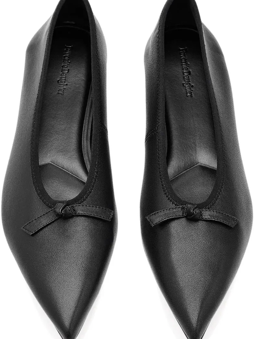 Favorite Daughter Black Pointed-Toe Ballet Flats with Knot Bow Leah 8